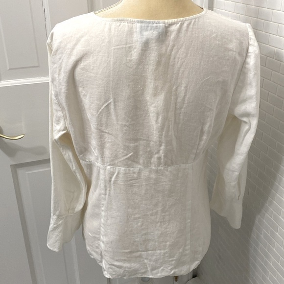 LOFT Cream V-Neck Blouse - Picture 3 of 7